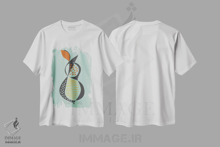 تیشرت سفید طرح دار "گلابی"، تزئینی اثر فلت اول | immage.ir