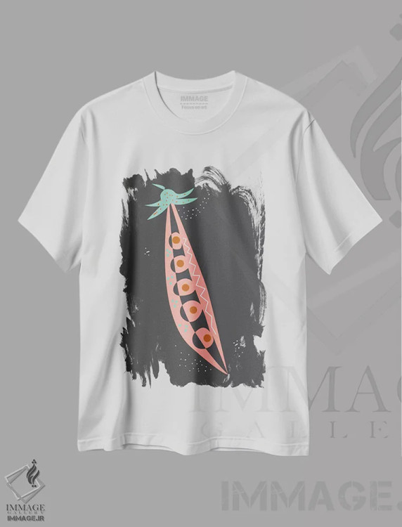 تیشرت سفید طرح دار "نخود فرنگی"، هنر فاخر معاصر اثر فلت اول | فروشگاه ایماژ