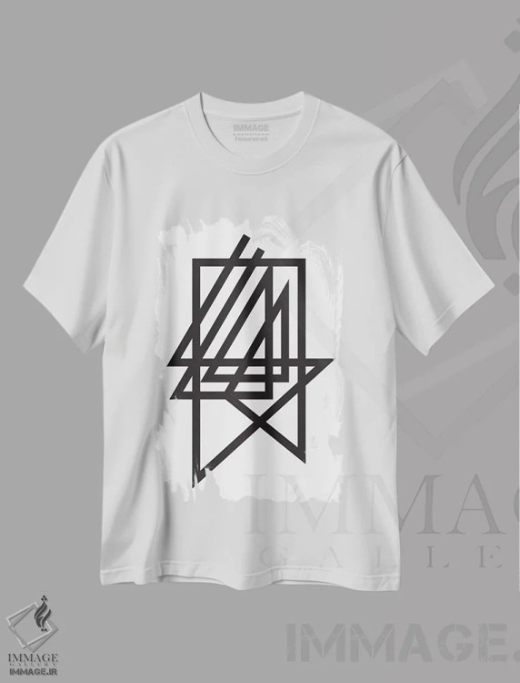 تیشرت سفید طرح دار "مرد ریش دار"، آبستره اثر فلت اول | immage.ir