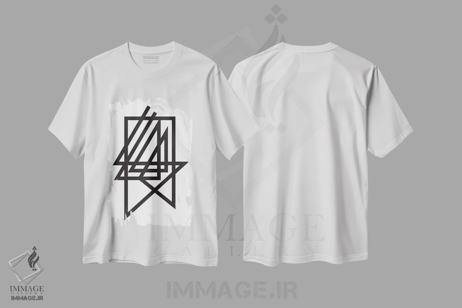 تیشرت سفید طرح دار "مرد ریش دار"، آبستره اثر فلت اول | immage.ir
