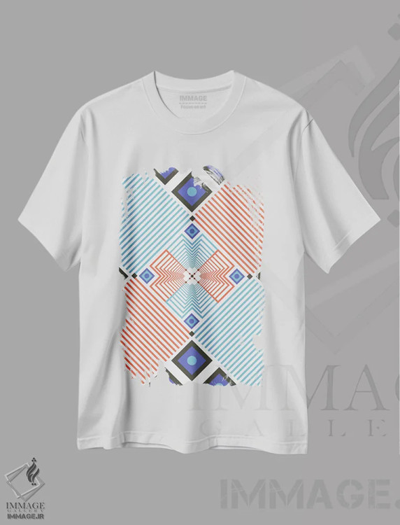 تیشرت سفید طرح دار "چشمک زن و درخشان"، آبستره اثر فلت اول | فروشگاه ایماژ