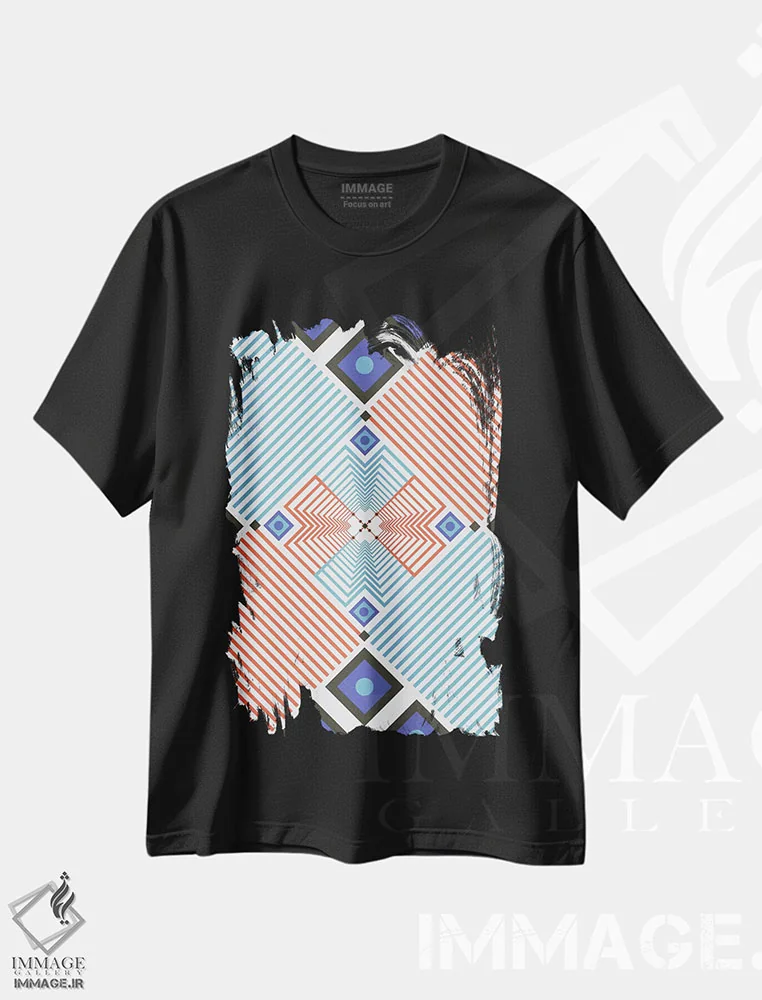 تیشرت مشکی طرح دار "چشمک زن و درخشان"، آبستره اثر فلت اول | immage.ir
