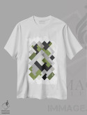 تیشرت سفید طرح دار "مستطیل ها اورگ"، آبستره اثر فلت اول | immage.ir