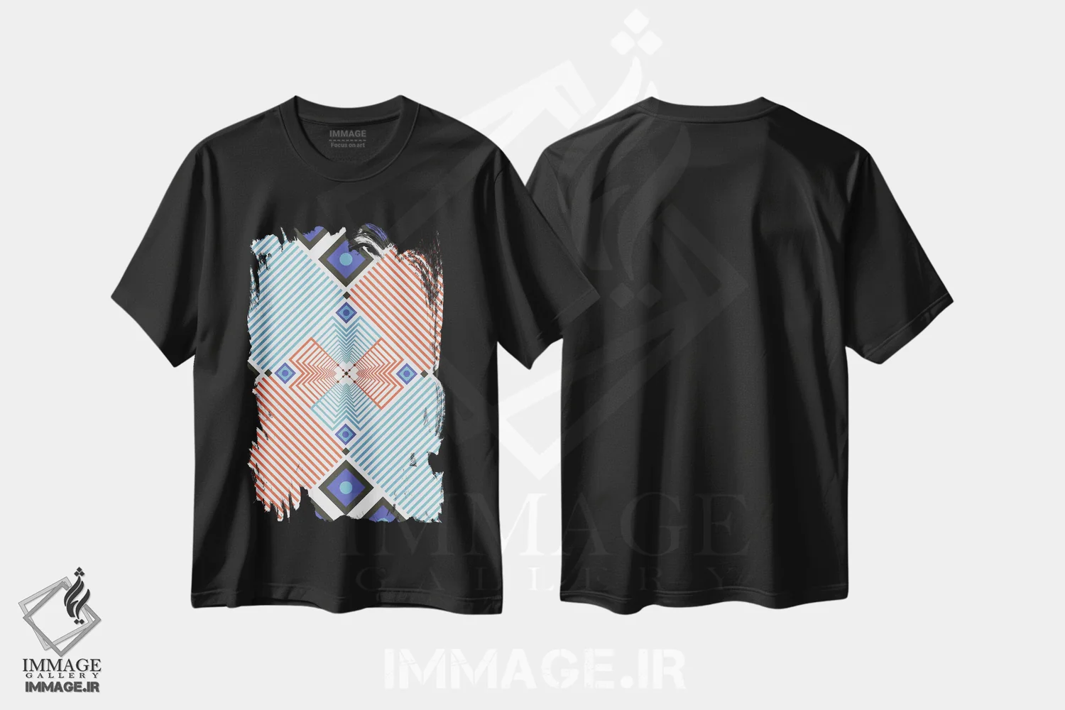 تیشرت مشکی طرح دار "چشمک زن و درخشان"، آبستره اثر فلت اول | immage.ir