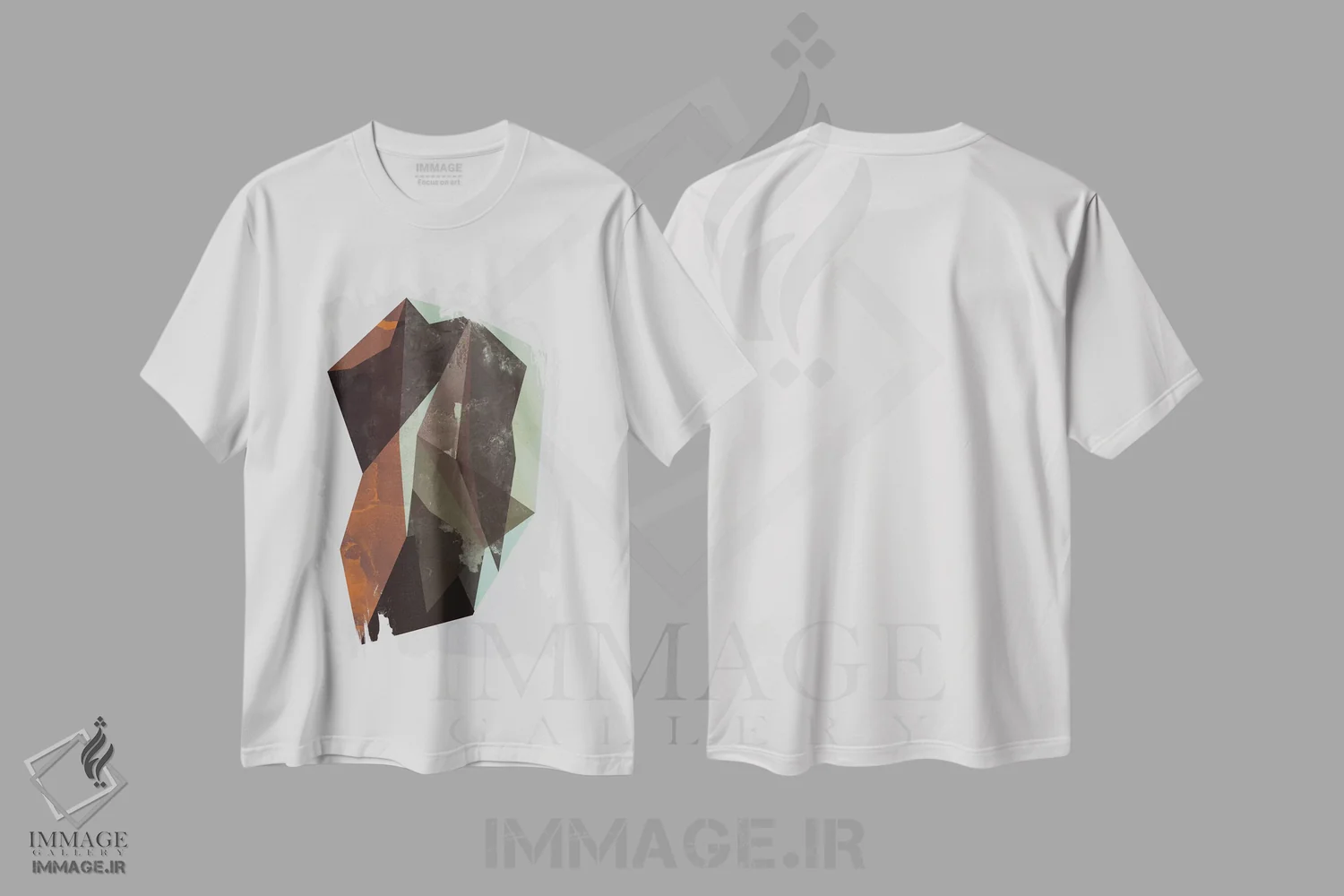 تیشرت سفید طرح دار "سنگ"، آبستره اثر فلت اول | immage.ir