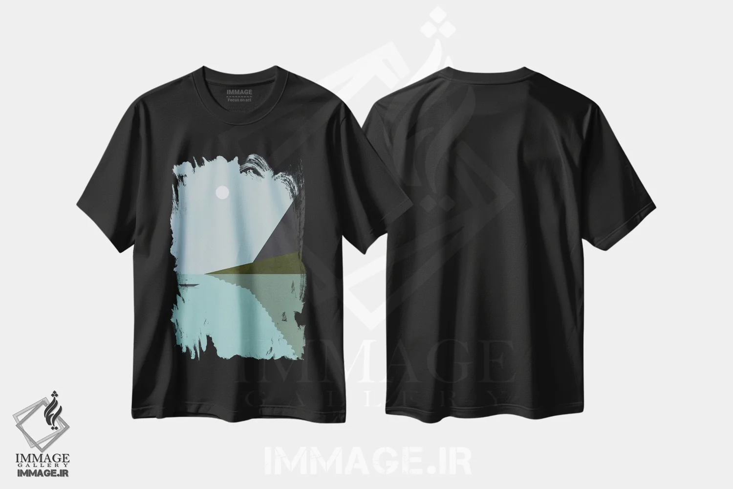 تیشرت مشکی طرح دار "قایقرانی در شب"، تزئینی اثر فلت اول | immage.ir