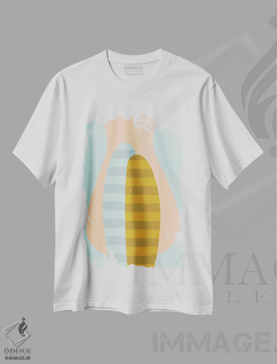 تیشرت سفید طرح دار "سایه نما"، آبستره اثر فلت اول | immage.ir