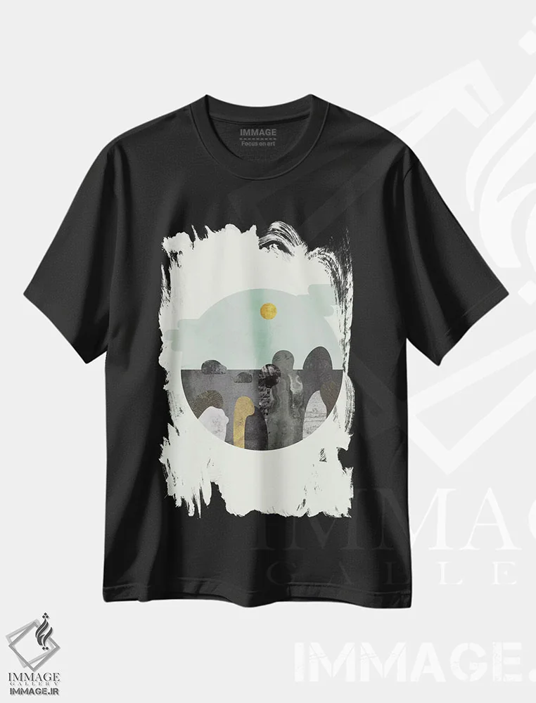 تیشرت مشکی طرح دار "چیزی درباره آن سنگ ها"، آبستره اثر فلت اول | immage.ir