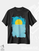 تیشرت مشکی طرح دار "طلوع خورشید"، آبستره اثر فلت اول | immage.ir