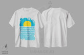 تیشرت سفید طرح دار "طلوع خورشید"، آبستره اثر فلت اول | فروشگاه ایماژ