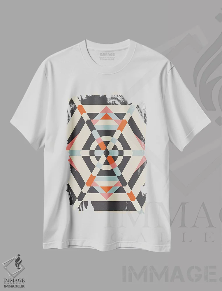 تیشرت سفید طرح دار "چتر"، آبستره اثر فلت اول | فروشگاه ایماژ