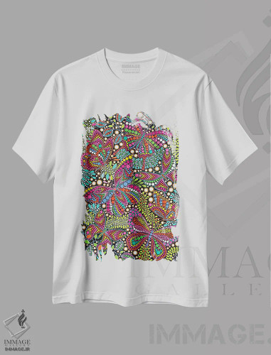 تیشرت سفید طرح دار "پروانه"، دکوراسیون جایگزین اثر اکسانا لازاری | فروشگاه ایماژ
