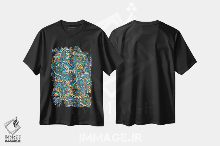 تیشرت مشکی طرح دار "امواج کیهانی"، دکوراسیون جایگزین اثر اکسانا لازاری | immage.ir