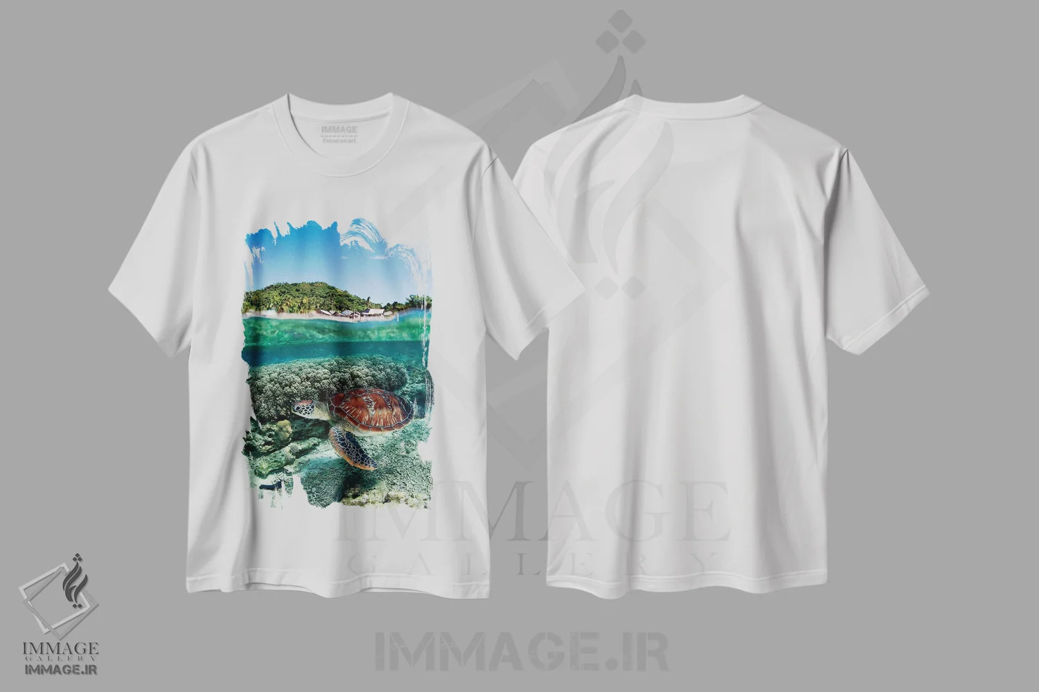 تیشرت سفید طرح دار "دراز ساحل"، مدیوم اثر آندری نارچوک | فروشگاه ایماژ