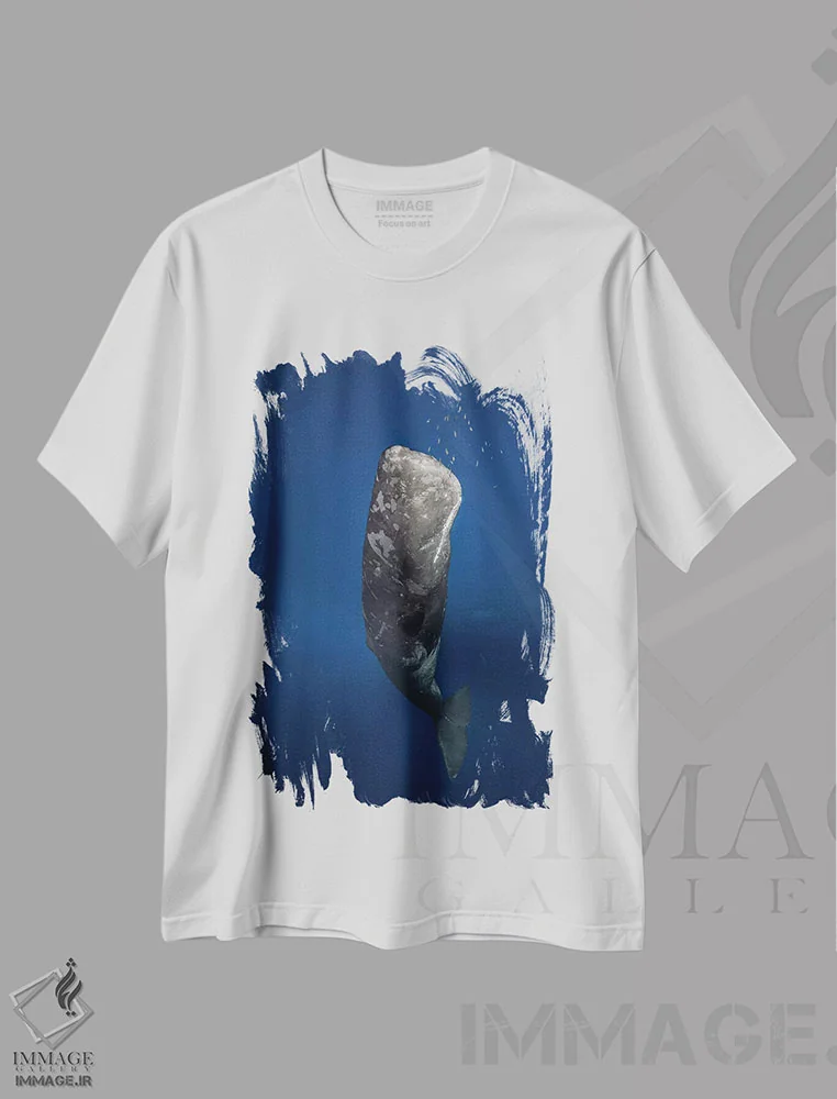 تیشرت سفید طرح دار نهنگ اسپرم شمعی، مدیوم اثر باراتیو گابریل | فروشگاه ایماژ