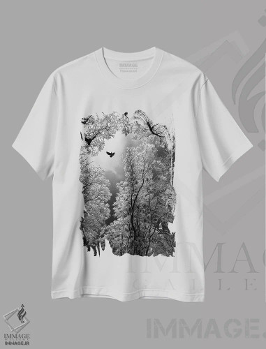 تیشرت سفید طرح دار پرواز، عکاسی سیاه و سفید اثر گوران استامنکوویچ | فروشگاه ایماژ