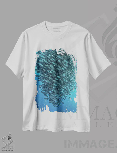 تیشرت سفید طرح دار گروه ماهی جک، مدیوم اثر هنری یاگر | فروشگاه ایماژ
