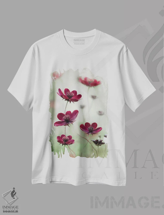 تیشرت سفید طرح دار نوسان کاسموس، تزئینی اثر مندی دیشر | immage.ir
