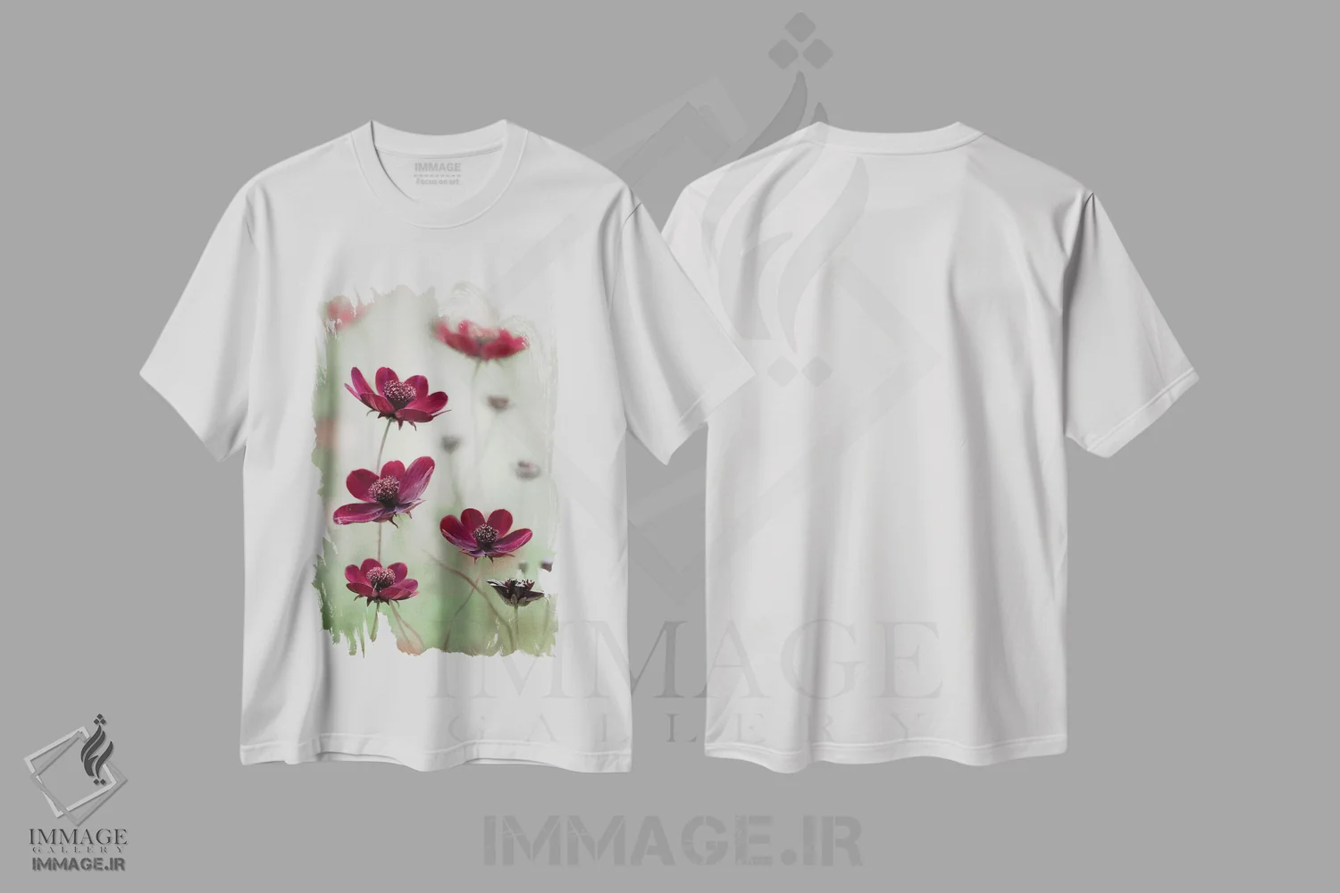 تیشرت سفید طرح دار نوسان کاسموس، تزئینی اثر مندی دیشر | immage.ir