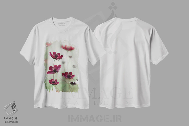 تیشرت سفید طرح دار نوسان کاسموس، تزئینی اثر مندی دیشر | immage.ir