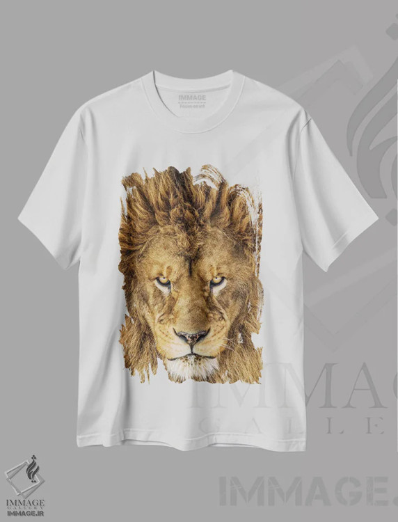 تیشرت سفید طرح دار شیر جدی، مدیوم اثر مایک سنتیولی | فروشگاه ایماژ