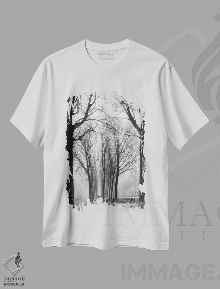 تیشرت سفید طرح دار سپس زمستان می آید، عکاسی سیاه و سفید اثر ایوت دپائپه | immage.ir