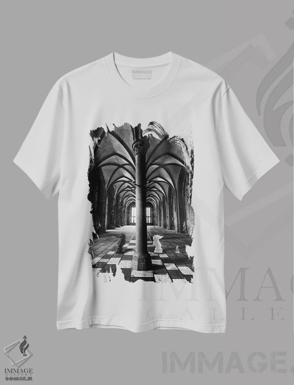 تیشرت سفید طرح دار کروئل، دکوراسیون جایگزین اثر دیوید سنشال فوتوگرافی | immage.ir
