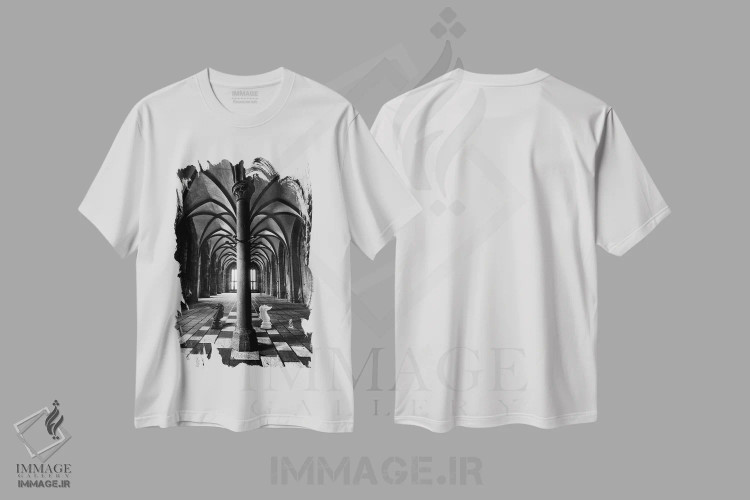 تیشرت سفید طرح دار کروئل، دکوراسیون جایگزین اثر دیوید سنشال فوتوگرافی | immage.ir