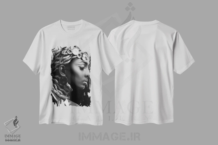 تیشرت سفید طرح دار مصر ۲، هنر تزئینی سیاه و سفید اثر فرن هندریک | immage.ir