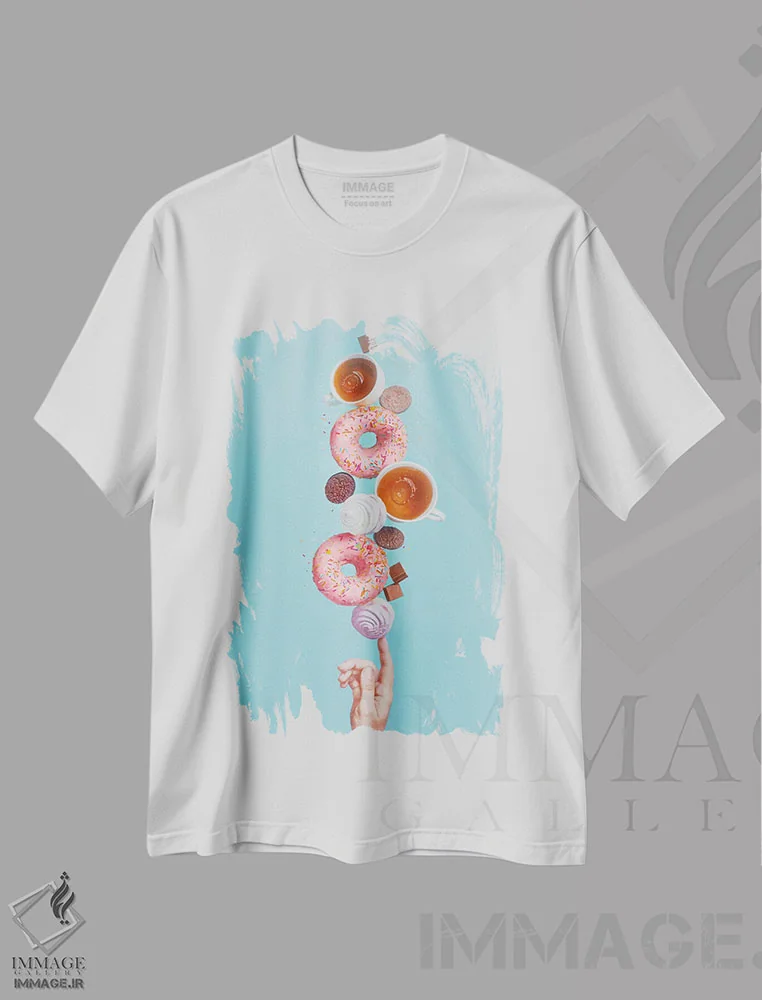 تیشرت سفید طرح دار دونات های آخر هفته، مدیوم اثر دینا بلنکو | immage.ir