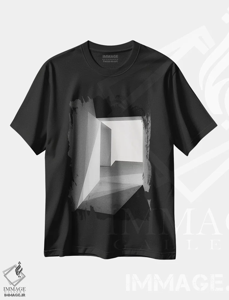 تیشرت مشکی طرح دار نور و سایه ها، آبستره اثر اینگه شوستر | immage.ir