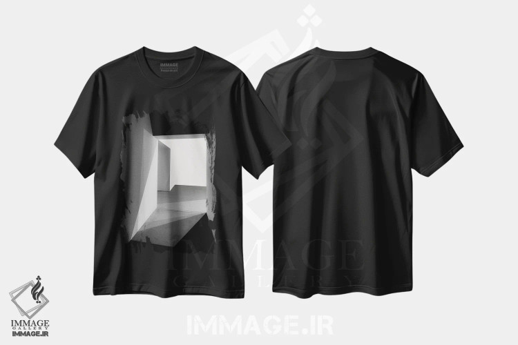 تیشرت مشکی طرح دار نور و سایه ها، آبستره اثر اینگه شوستر | immage.ir