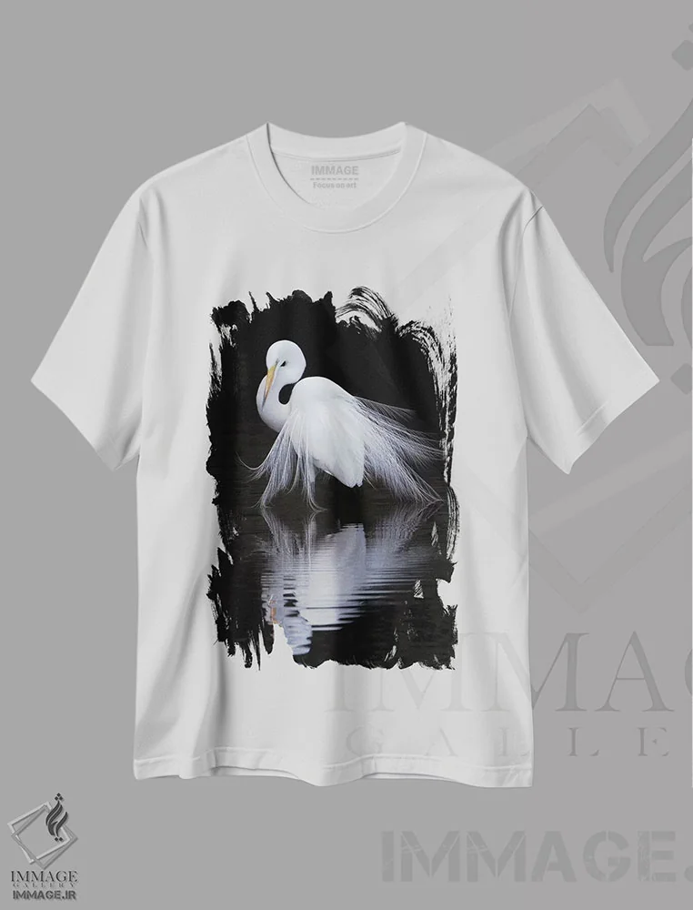 تیشرت سفید طرح دار تماشا کردن، عکاسی هنری فاخر اثر بن لی | فروشگاه ایماژ