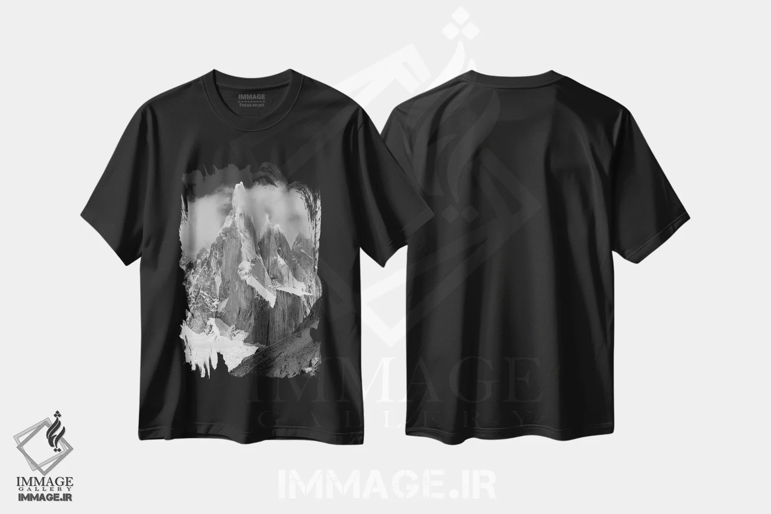 تیشرت مشکی طرح دار سررو تور، عکاسی سیاه و سفید اثر اکتاویان رادو توپای | فروشگاه ایماژ
