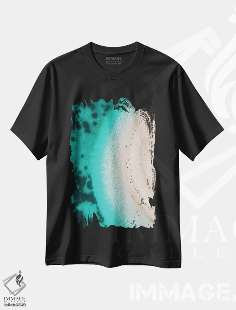 تیشرت مشکی طرح دار تابستان داغ، سواحل از نمای بالا اثر فیصل النماس | فروشگاه ایماژ