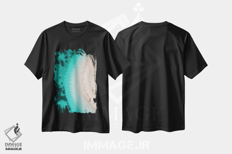 تیشرت مشکی طرح دار تابستان داغ، سواحل از نمای بالا اثر فیصل النماس | فروشگاه ایماژ