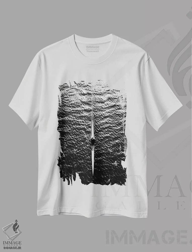 تیشرت سفید طرح دار بدون عنوان، عکاسی هوایی اثر فریدهم هاردکوف | فروشگاه ایماژ