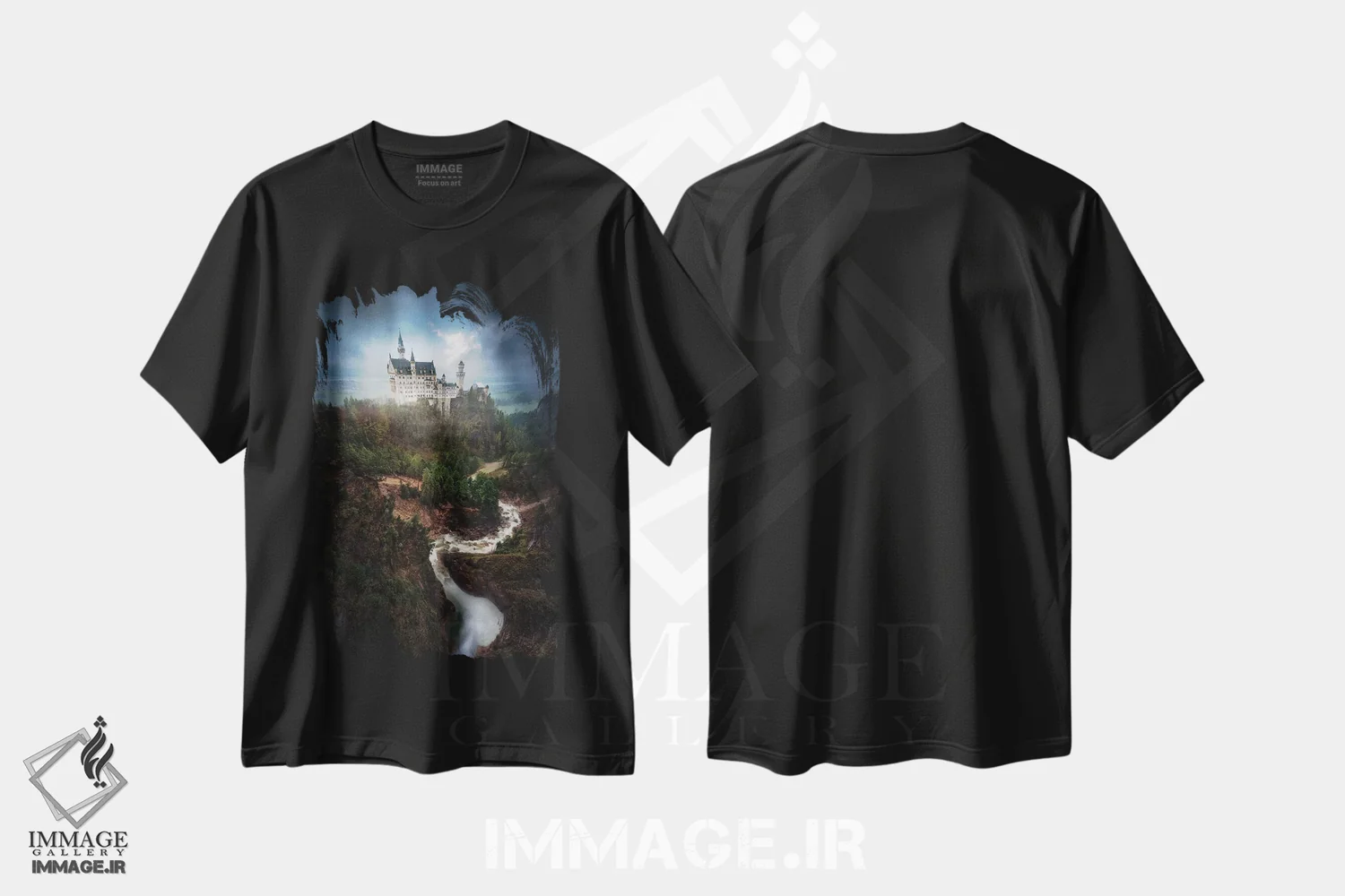 تیشرت مشکی طرح دار نوی شوان اشتاین، مدیوم اثر خوان پابلو د میگل | فروشگاه ایماژ