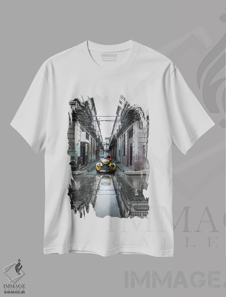 تیشرت سفید طرح دار ماشین کلاسیک قدیمی در هاوانا، کوبا، مدیوم اثر سوتلین یوسیفوف | immage.ir