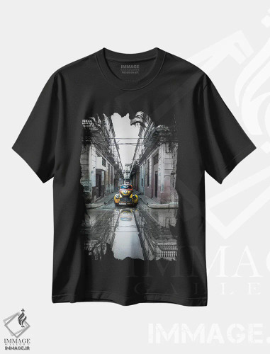 تیشرت مشکی طرح دار ماشین کلاسیک قدیمی در هاوانا، کوبا، مدیوم اثر سوتلین یوسیفوف | فروشگاه ایماژ
