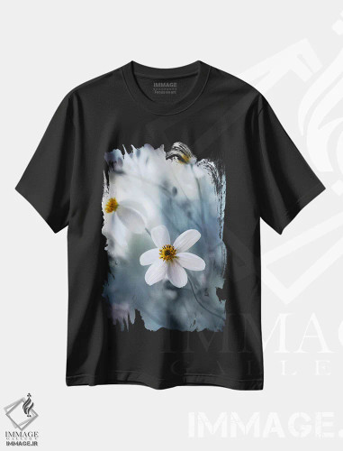 تیشرت مشکی طرح دار کیهان ۱، عکاسی ماکرو اثر مندی دیشر | فروشگاه ایماژ