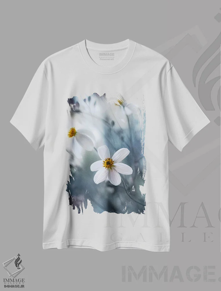 تیشرت سفید طرح دار کیهان ۱، عکاسی ماکرو اثر مندی دیشر | immage.ir