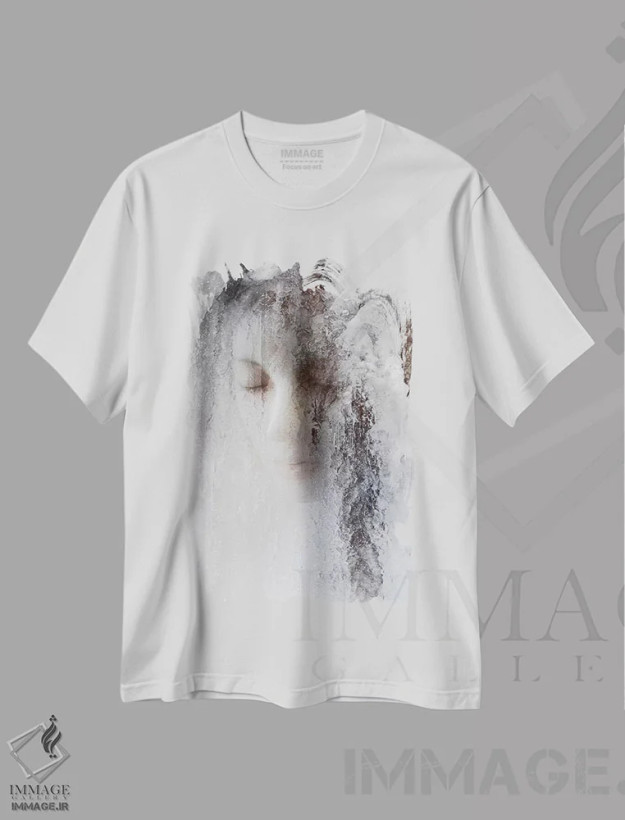 تیشرت سفید طرح دار ملکه یخ، عکاسی سیاه و سفید اثر جفری هومل | فروشگاه ایماژ