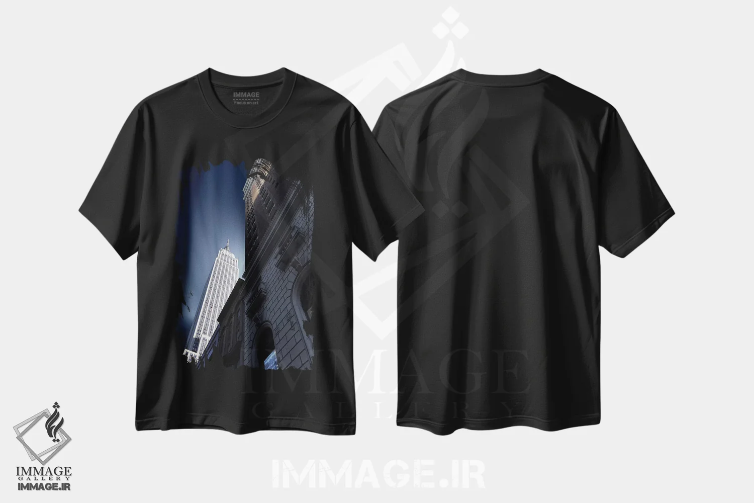 تیشرت مشکی طرح دار آسمان خراش، تزئینی اثر سباستین دل گروسو | immage.ir