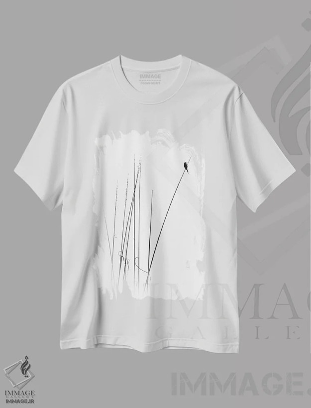 تیشرت سفید طرح دار مرخصی بلندمدت، تزئینی اثر سواپنیل | فروشگاه ایماژ