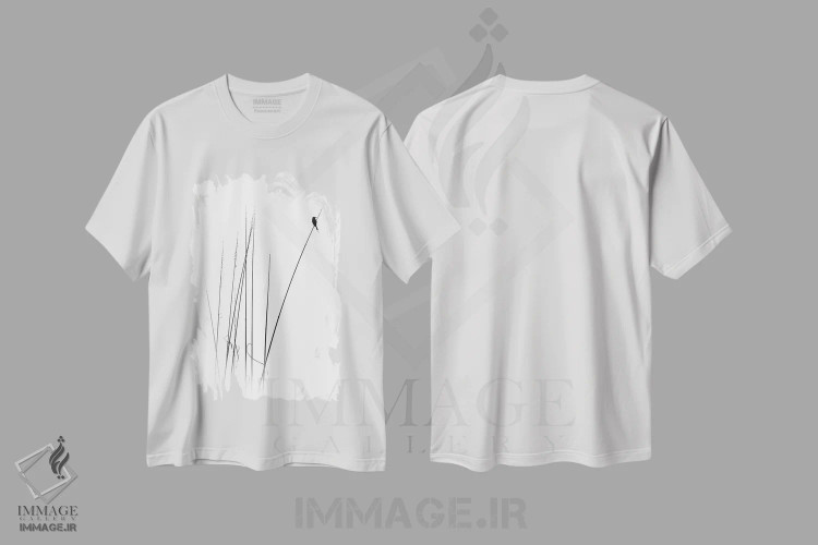 تیشرت سفید طرح دار مرخصی بلندمدت، تزئینی اثر سواپنیل | فروشگاه ایماژ