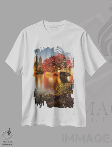 تیشرت سفید طرح دار "پاییز در سنترال پارک"، مدیوم اثر کریستوفر آر ویزاگا | فروشگاه ایماژ
