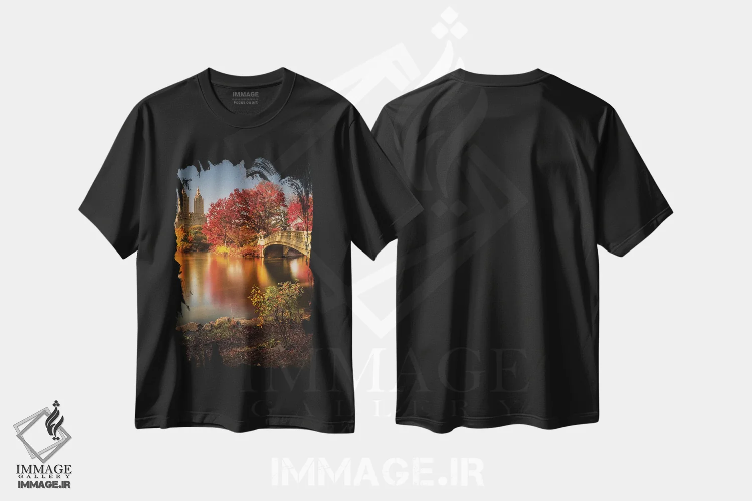 تیشرت مشکی طرح دار "پاییز در سنترال پارک"، مدیوم اثر کریستوفر آر ویزاگا | immage.ir