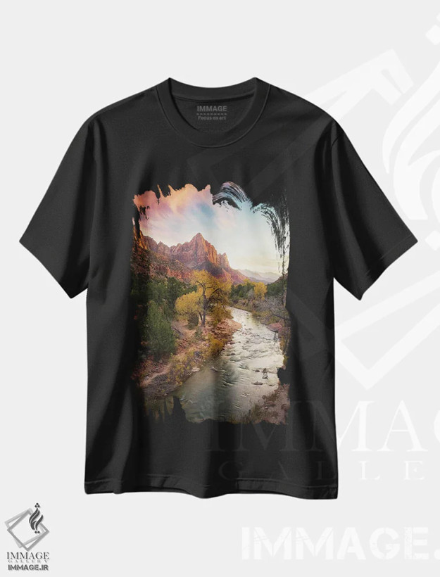 تیشرت مشکی طرح دار "پارک ملی زیون"، مدیوم اثر مایکل ژنگ | فروشگاه ایماژ