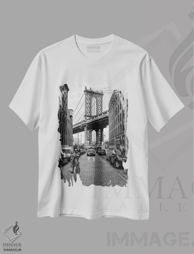 تیشرت سفید طرح دار "بی خبر"، عکاسی سیاه و سفید اثر رابرت بولتون | فروشگاه ایماژ